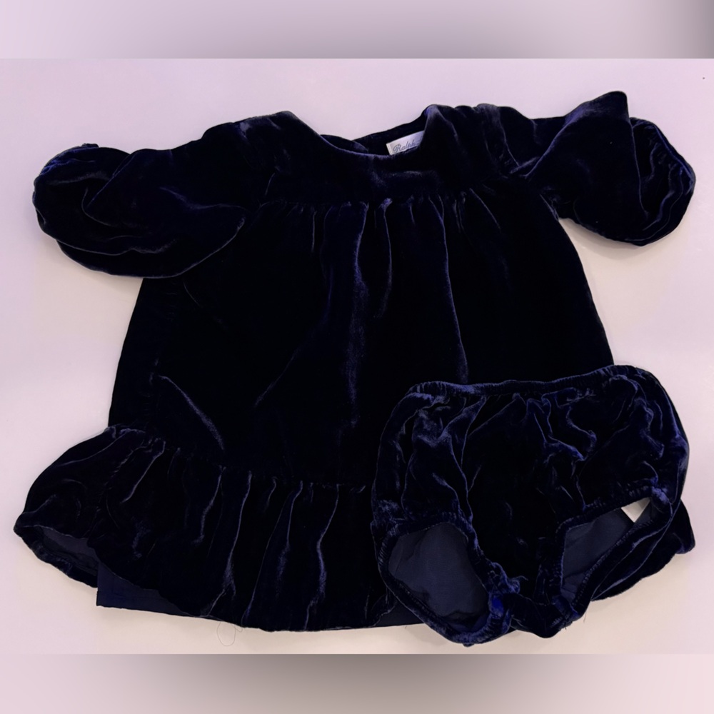 Ralph Lauren Navy Velvet Diaper Cover Set